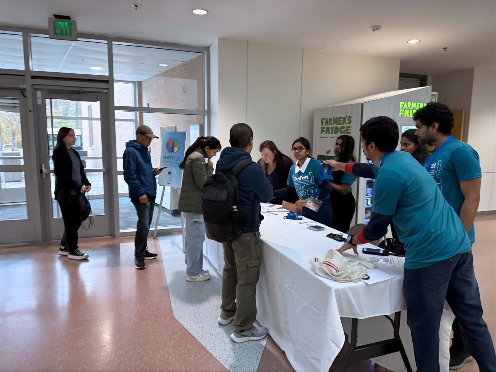Guests arriving at the check-in table